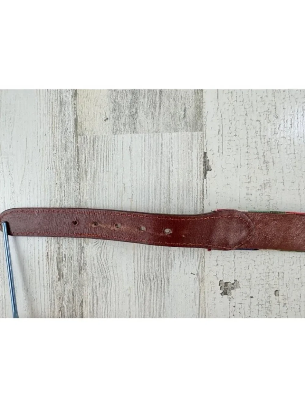 Smathers & Branson Sz 46 Summer Madras Needlepoint Belt Plaid